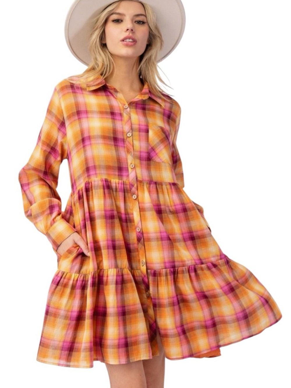 982:  EASEL NWT DRESS PINK ORANGE (H26)